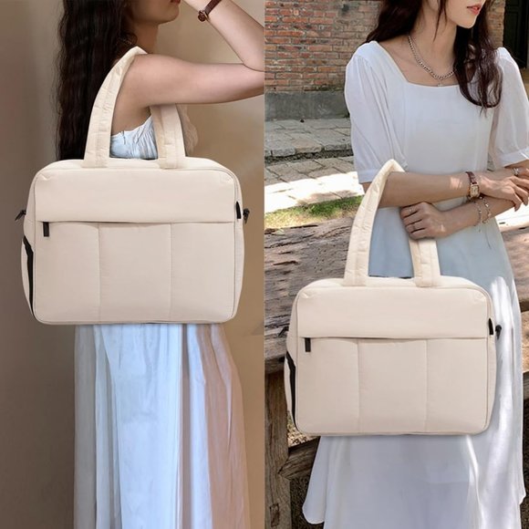 Jqwsve Travel Duffel Women Puffer Gym Tote  Weekender Bag with Shoe Compartment - Picture 5 of 6